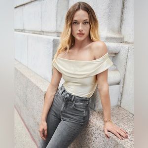 NWT Express - Satin Off The Shoulder Thong Bodysuit